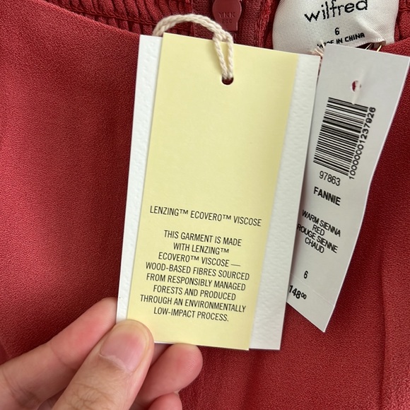 NWT Aritzia Wilfred Fannie Dress - WARM SIENNA RED (6) - Picture 7 of 9